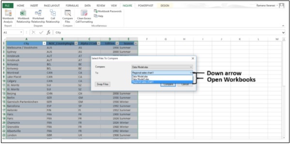 Down-arrow Open Workbook