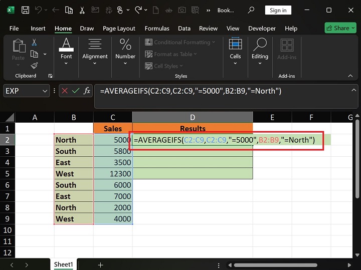 AVERAGEIFS Function 1