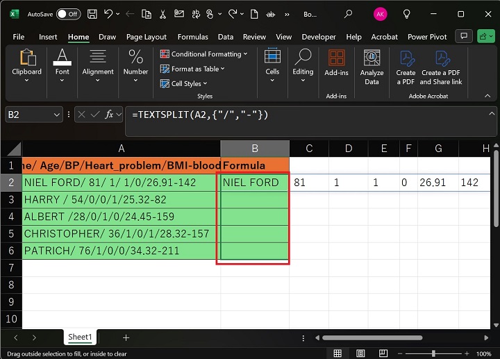 B6 Cell to Fill in Similar Results