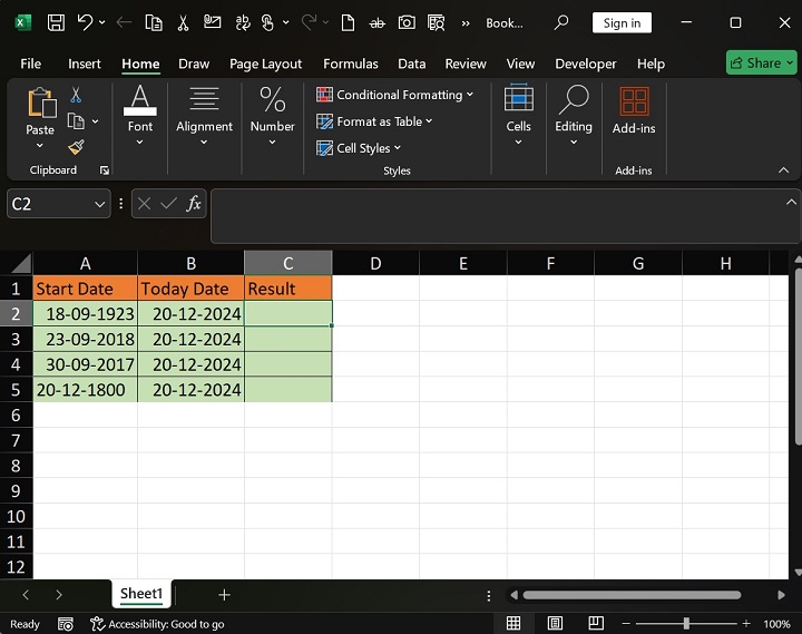 Calculating Days from Date to Today Utilizing1