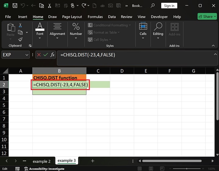 CHISQ.DIST Function in Excel 3