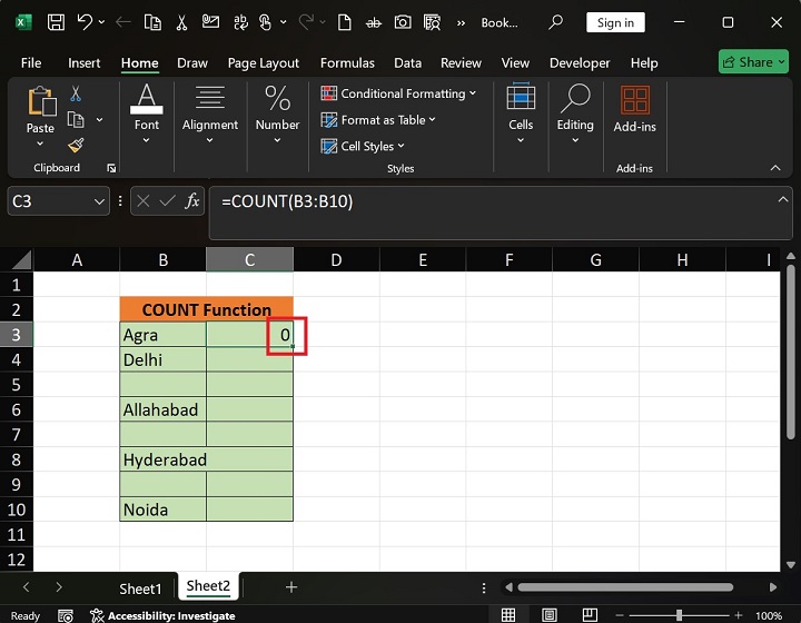 COUNT Function in Excel 4