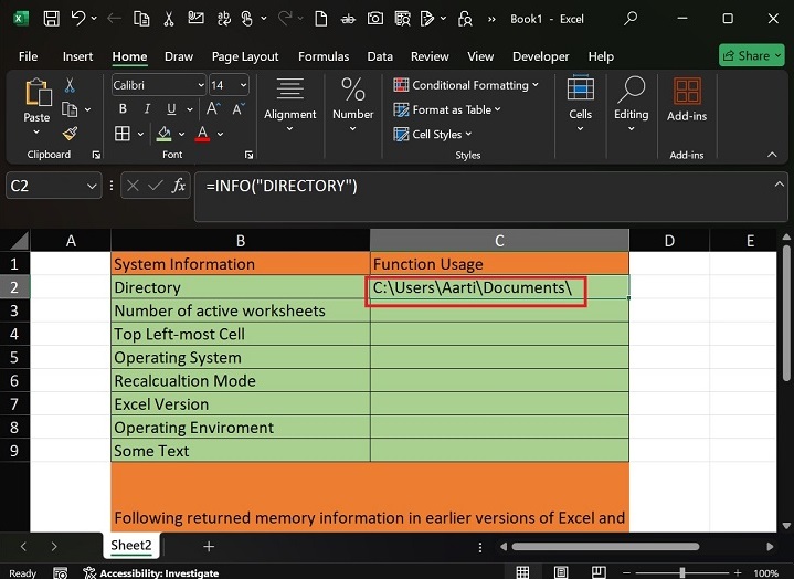 Crucial Details of System using INFO Function2