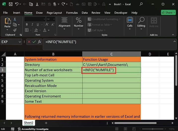 Crucial Details of System using INFO Function3