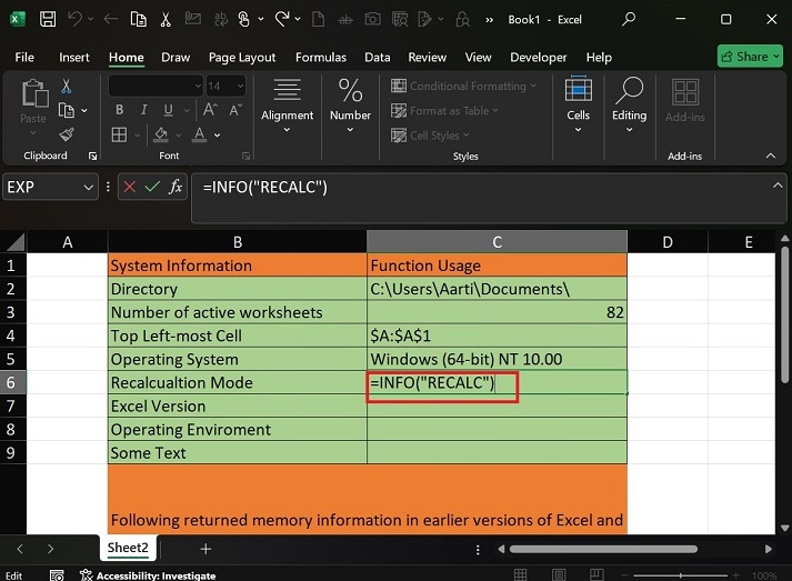 Crucial Details of System using INFO Function8