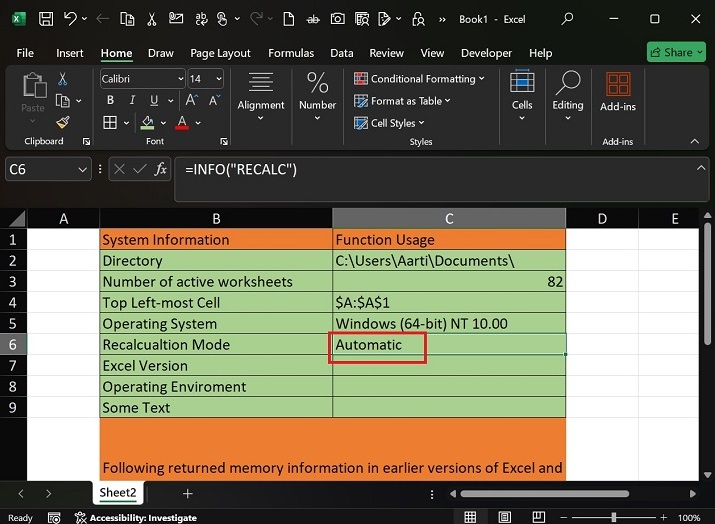 Crucial Details of System using INFO Function9
