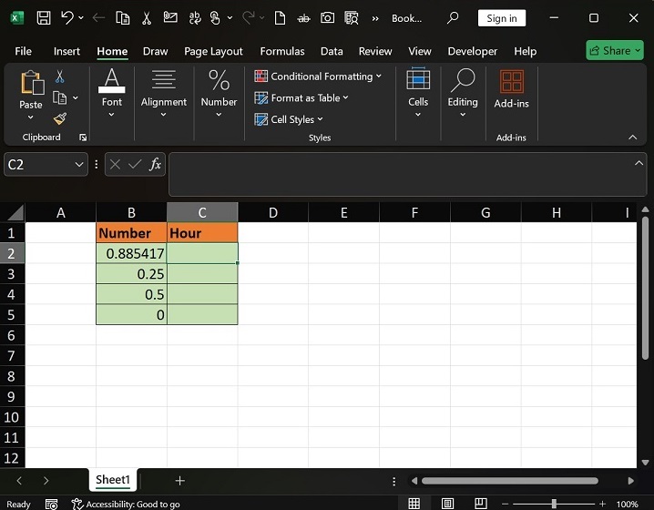 Examples of the HOUR Function in Excel1
