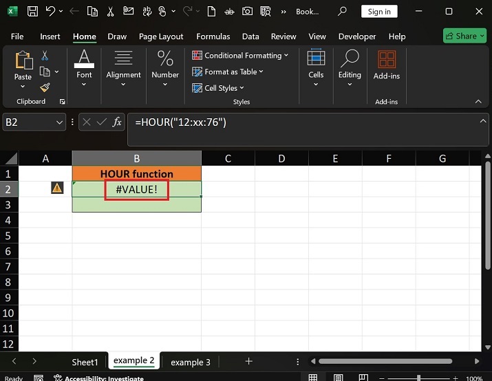 Examples of the HOUR Function in Excel5