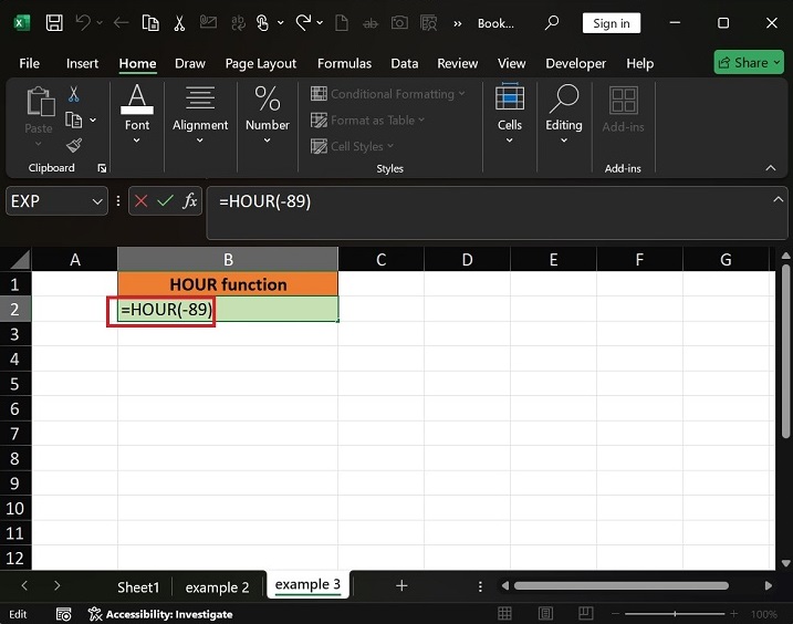 Examples of the HOUR Function in Excel6