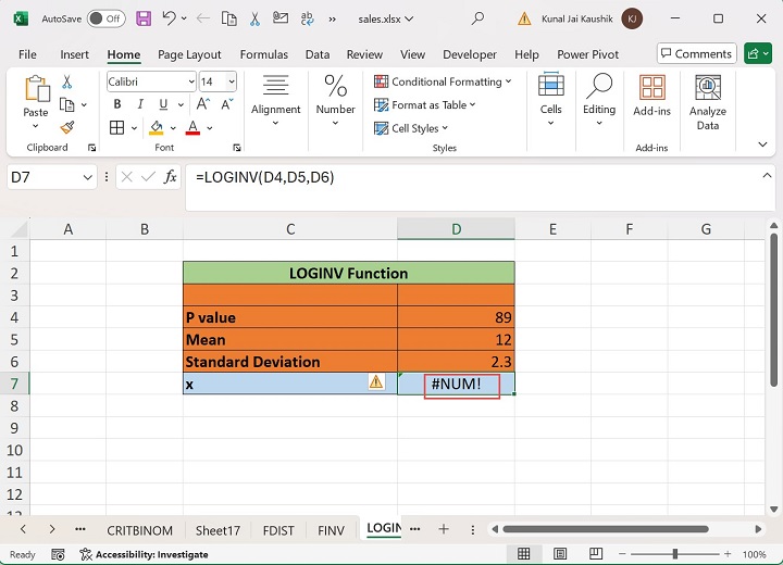 Excel Loginv Function 8