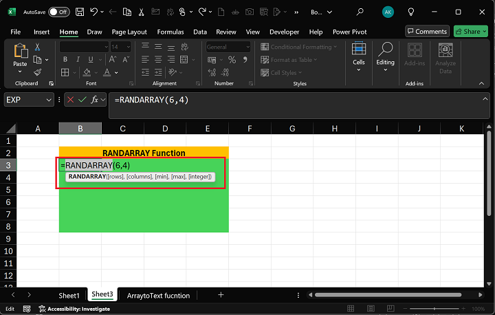 Excel RANDARRAY Function 1