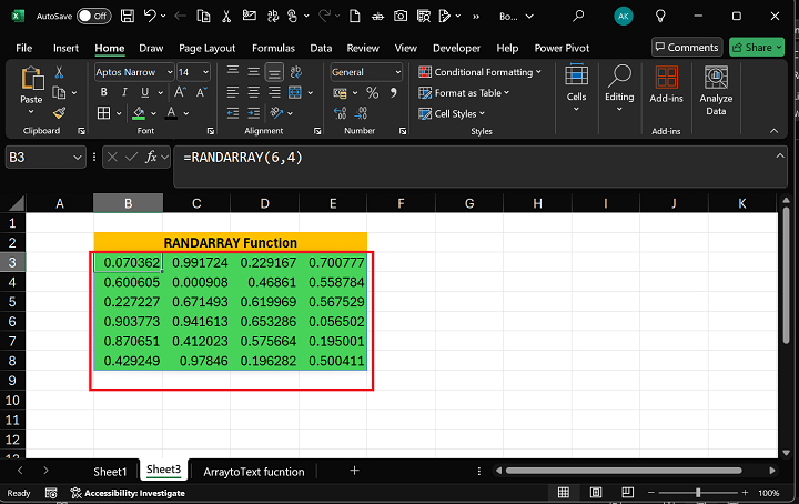 Excel RANDARRAY Function 2
