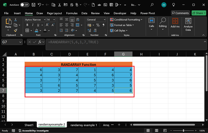 Excel RANDARRAY Function 6