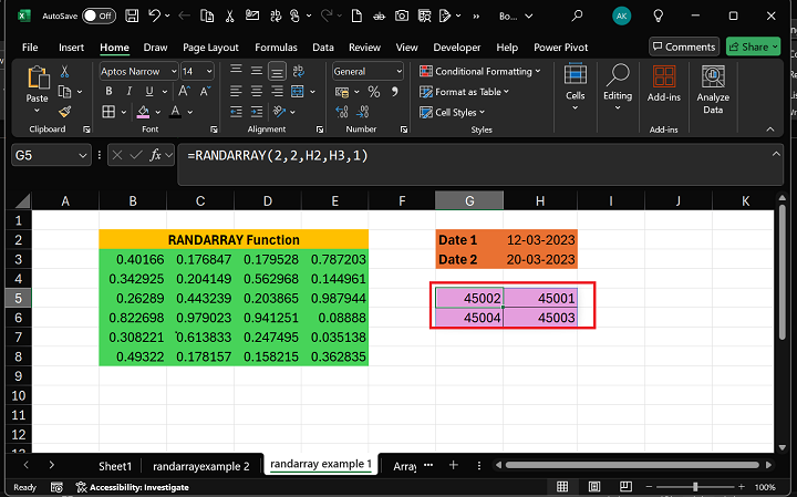 Excel RANDARRAY Function 8