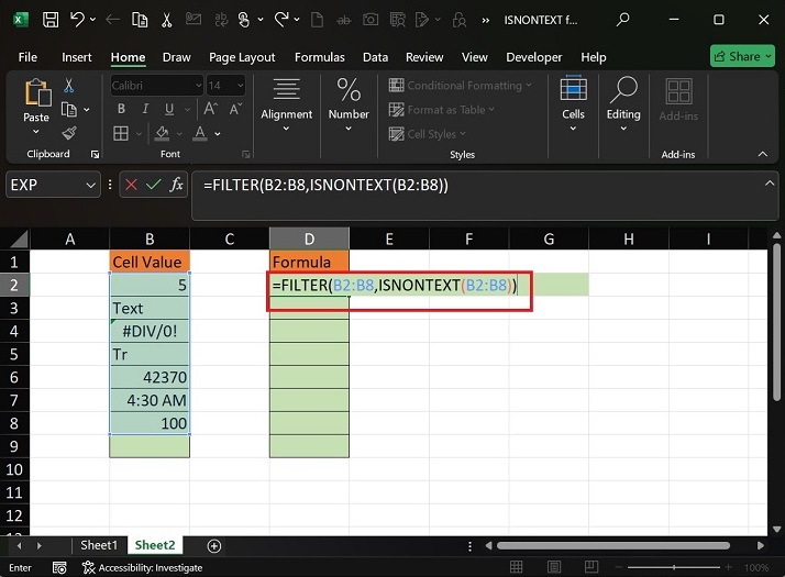 Extract Nontext Values using the FILTER1
