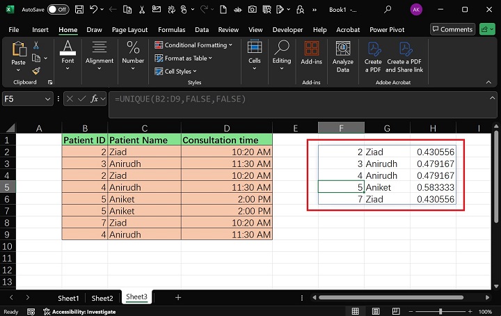 Extract the Set of UNIQUE Rows 2