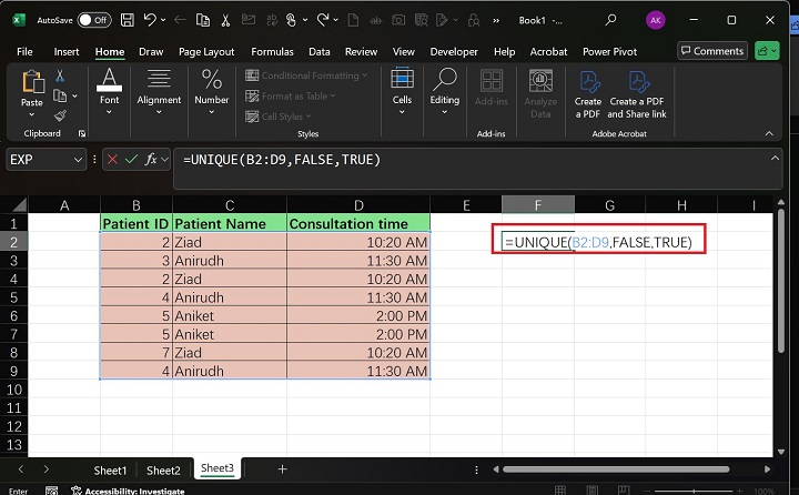 Extract the Set of UNIQUE Rows 4