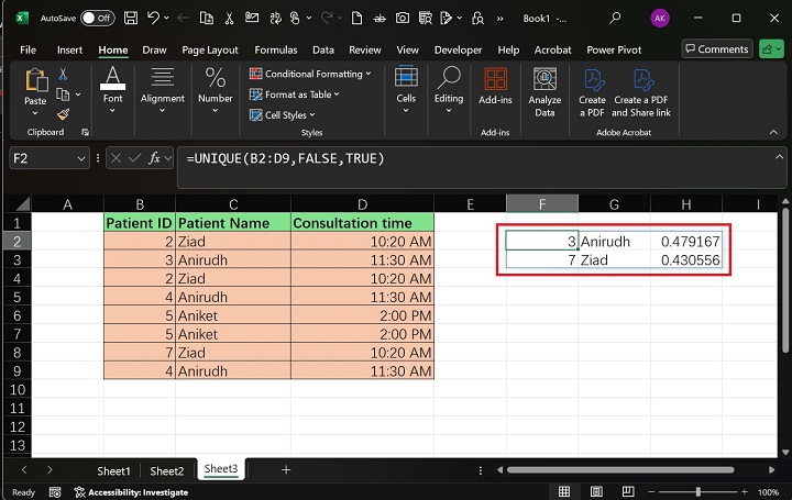 Extract the Set of UNIQUE Rows 5