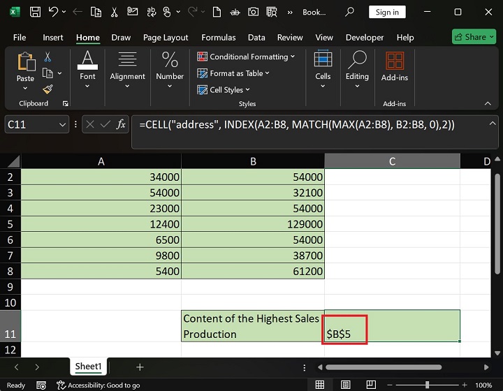 Extracting Address of Maximum Sales Production3