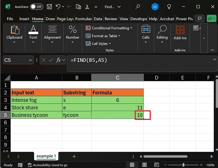 FIND Function Will Return The 10