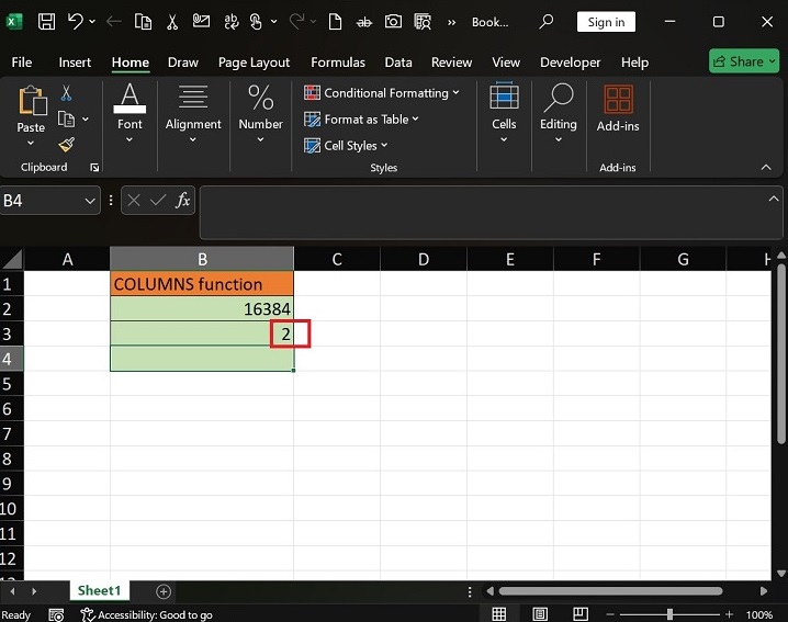 How to Apply COLUMNS Function in Excel4