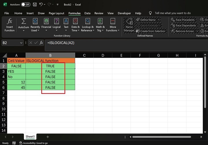 How to use ISLOGICAL Function in Excel3
