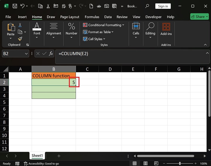 How to use the COLUMN Function in Excel2