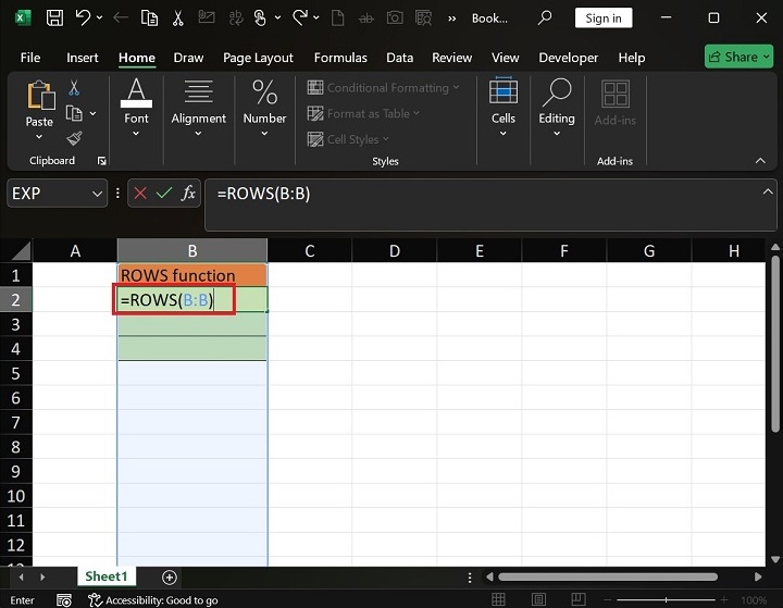 How to utilize the ROWS Function in Excel1
