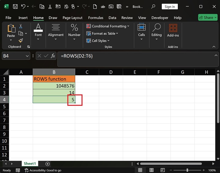 How to utilize the ROWS Function in Excel5