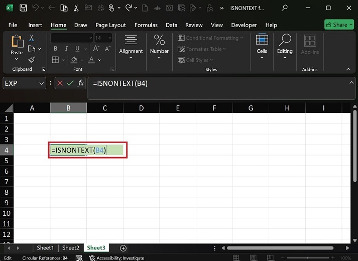 ISNONTEXT Function does not Handle Circular Reference1
