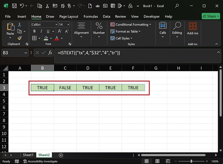 ISTEXT Function Using the Dynamic Array2