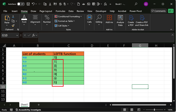 Korean Language Using LEFTB Function 3