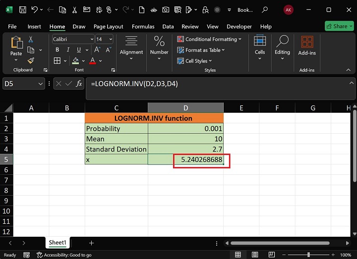 LOGNORM.INV Function2