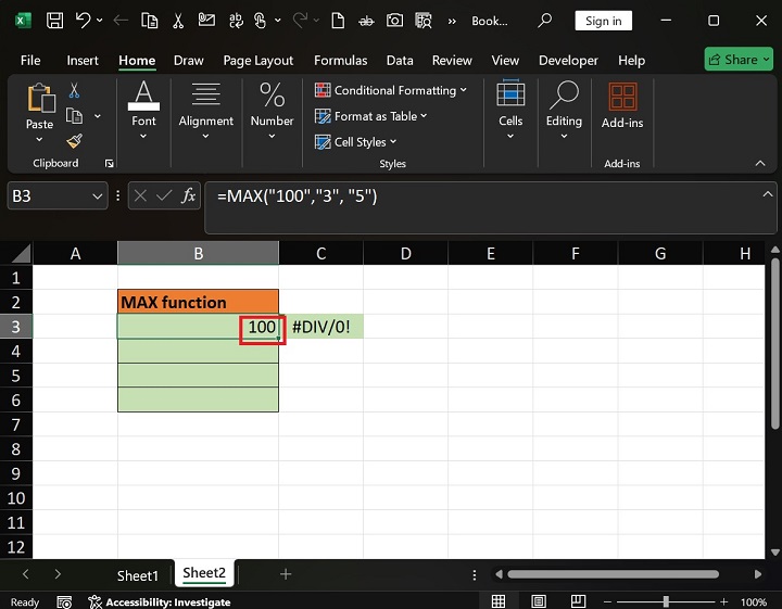 MAX Function in Excel 6