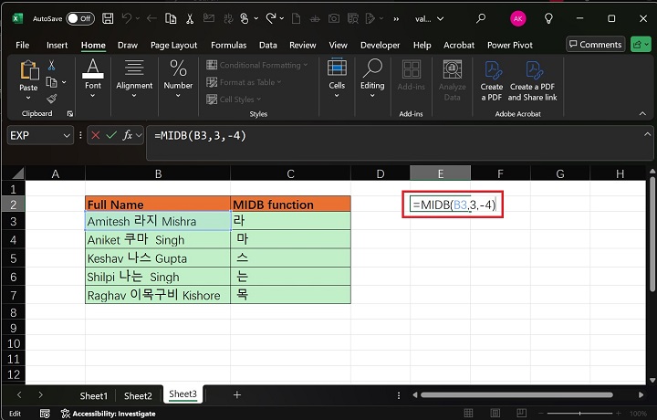 MIDB Function in Excel 5
