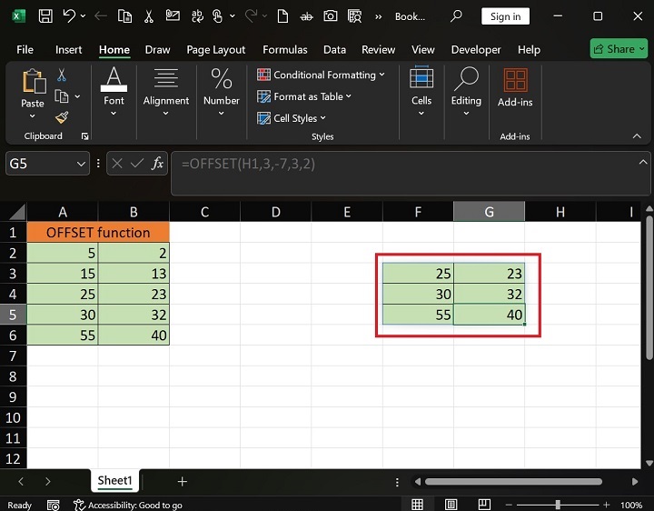OFFSET Function do in Excel3