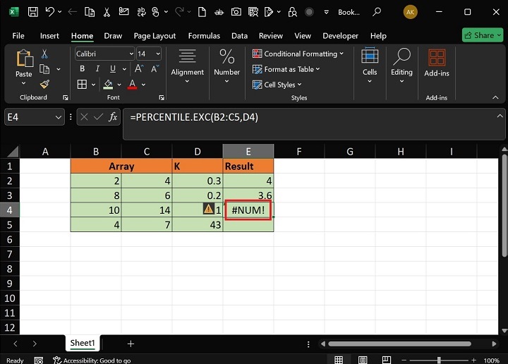 PERCENTILE.EXC Function6