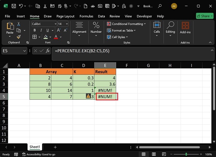 PERCENTILE.EXC Function8