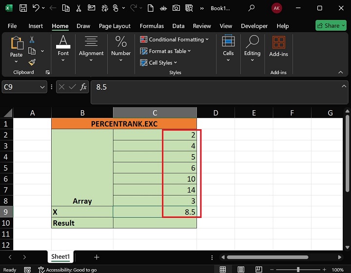 PERCENTRANK.EXC Function1