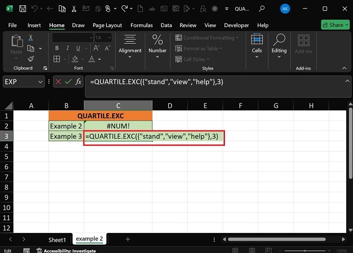QUARTILE.EXC Function4