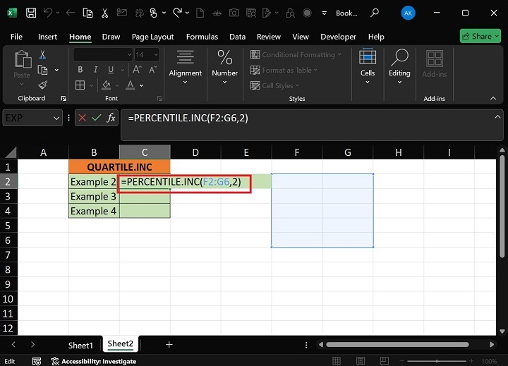 QUARTILE.INC Function4