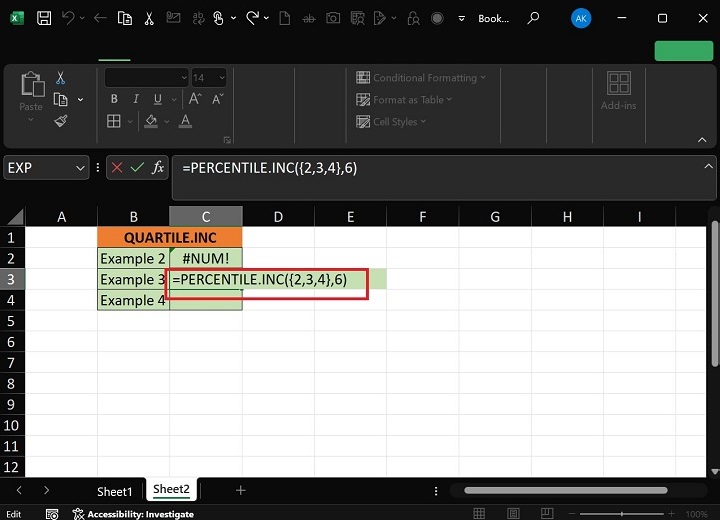 QUARTILE.INC Function6