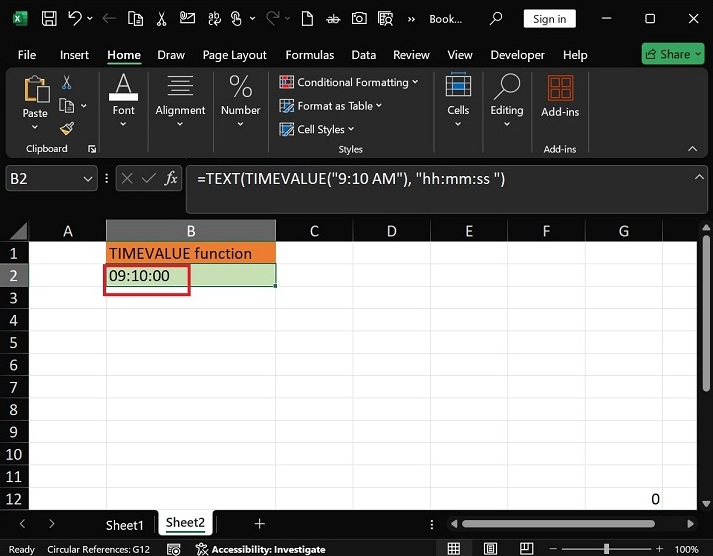 TEXT Function with the TIMEVALUE Function2