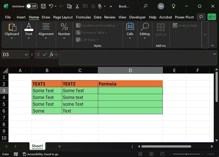 Two Columns Compared Through EXACT Function 2