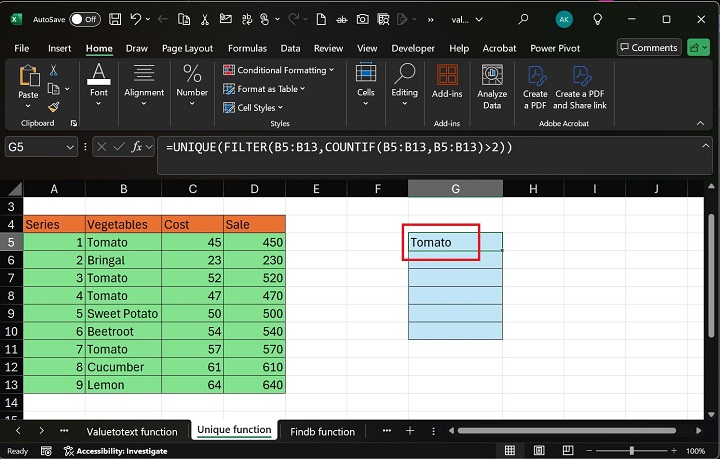UNIQUE Function in Excel 6