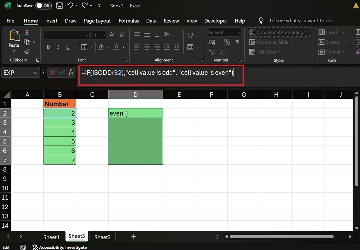 Use IF statement with the ISODD function1