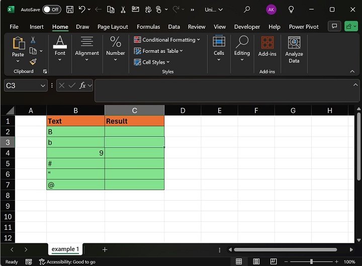 Use of UNICODE function in Excel1