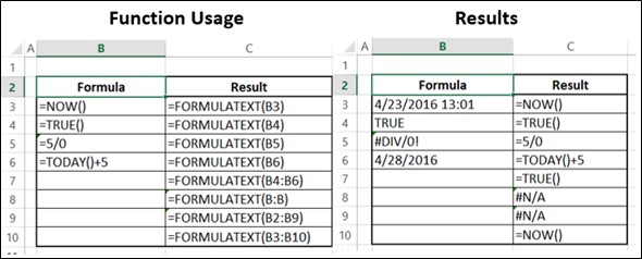 What does FORMULATEXT Function do in Excel4