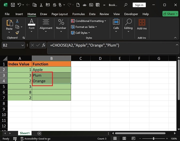 What does the CHOOSE Function do in Excel3