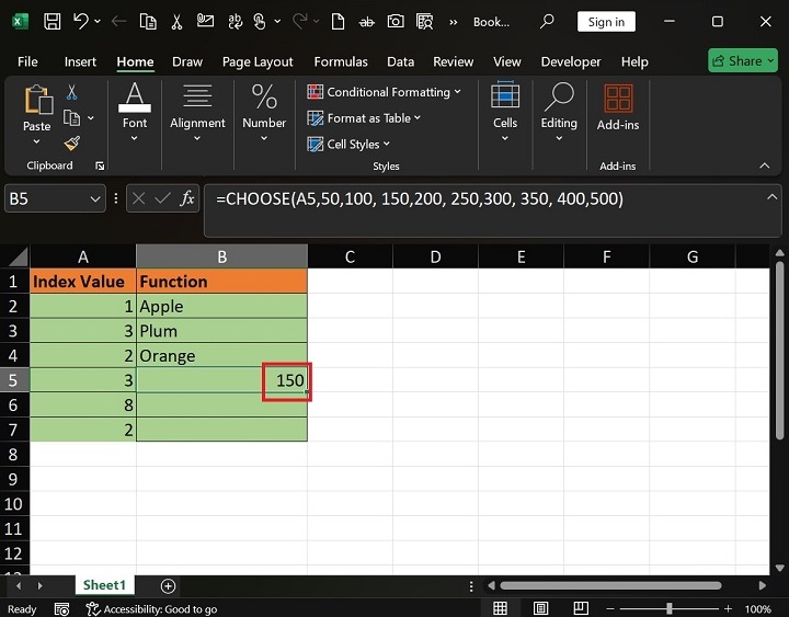 What does the CHOOSE Function do in Excel5